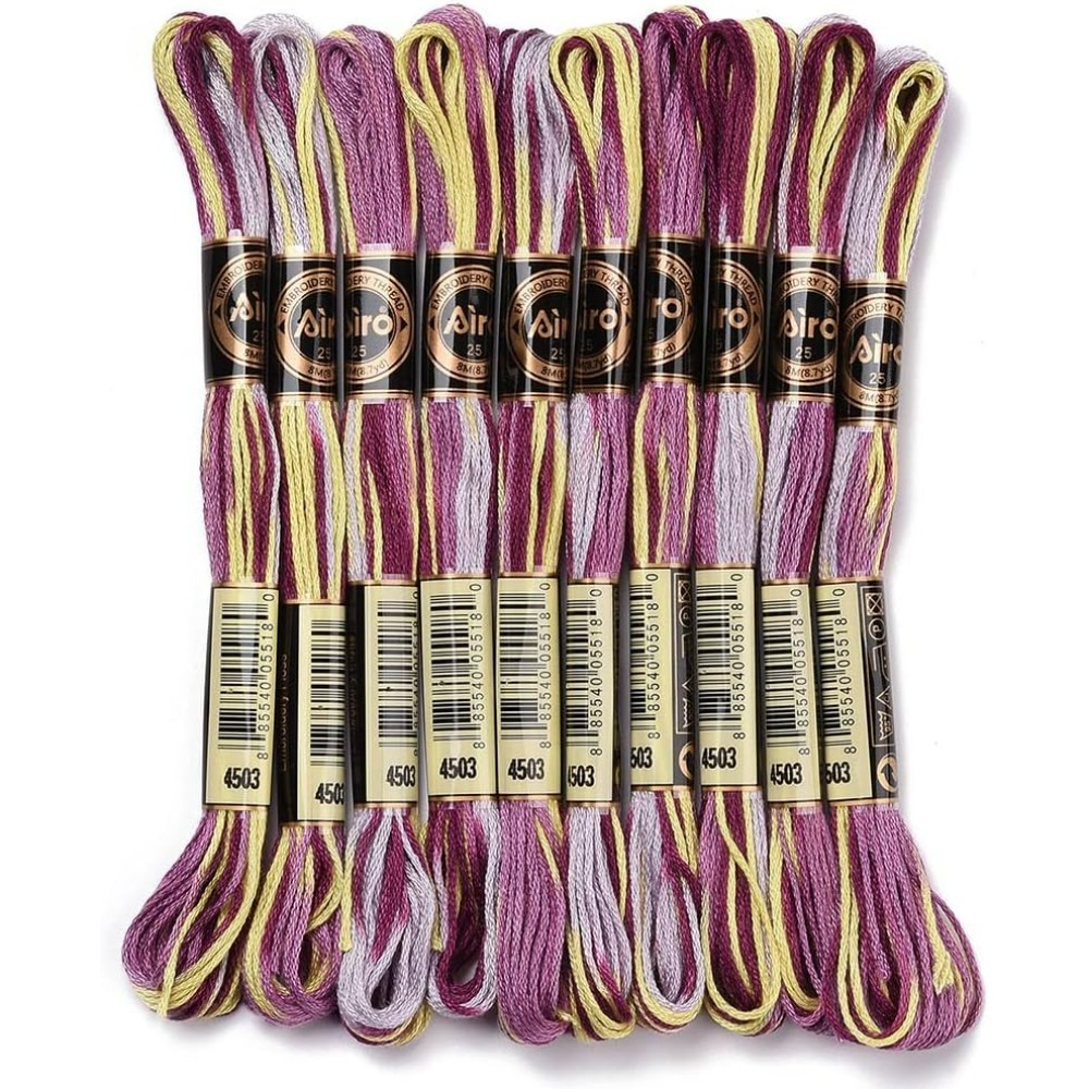 Embroidery Floss Thread - 6 Strands สีม่วง Variegated เย็บปักถักร้อยไหมขัดฟันสี CROSS