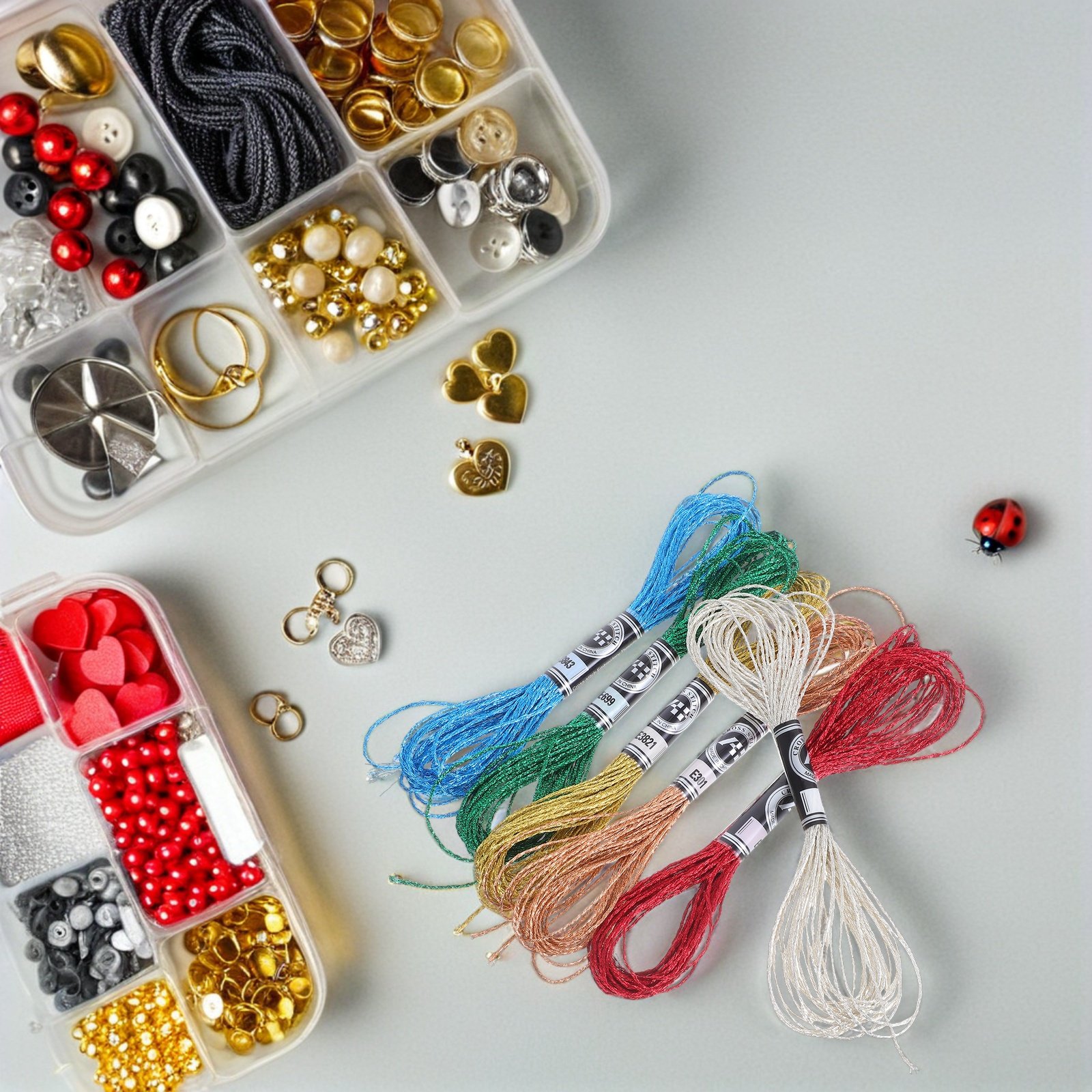 Embroidery Floss Thread - ด้ายปักโลหะหรูหรา 6 ชิ้น สีสันสดใส ทนต่อการซีดจาง ด้ายโพลีเอสเตอร์เงางาม