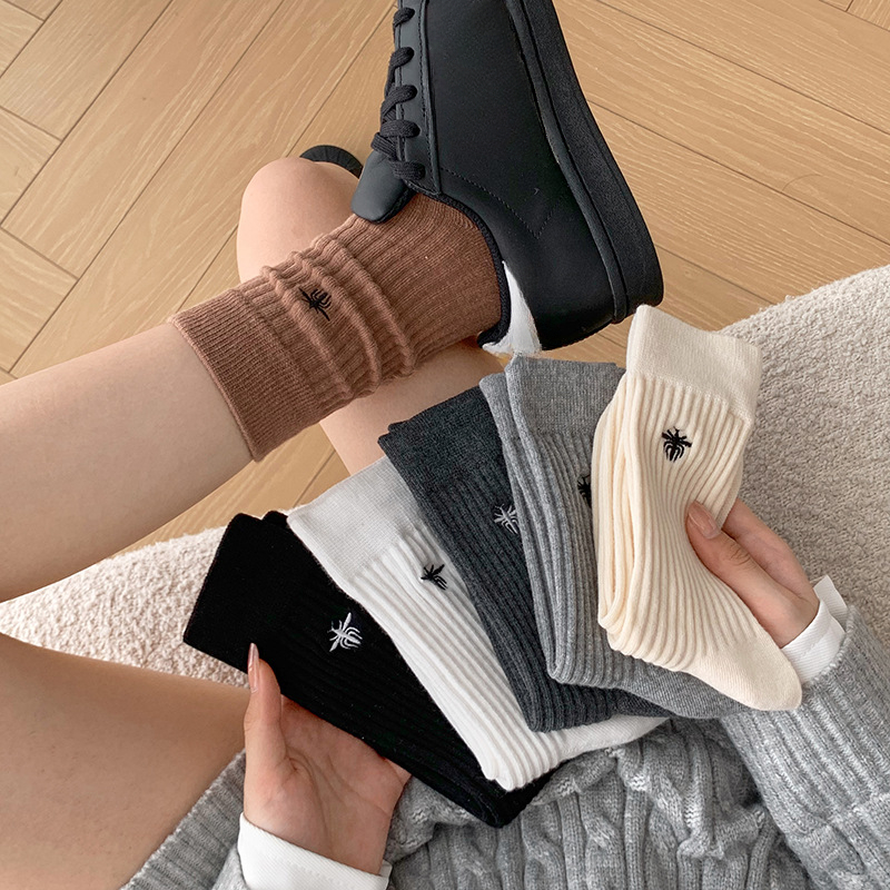 Twin Needle Stretch - ใหม่ญี่ปุ่นเข็มคู่ผ้าฝ้ายถักซี่โครงบางธุรกิจผ้าฝ้ายถุงเท้ายาวผู้ชายยืดสบายๆทุกวัน Basic ถุงเท้าแบรนด์
