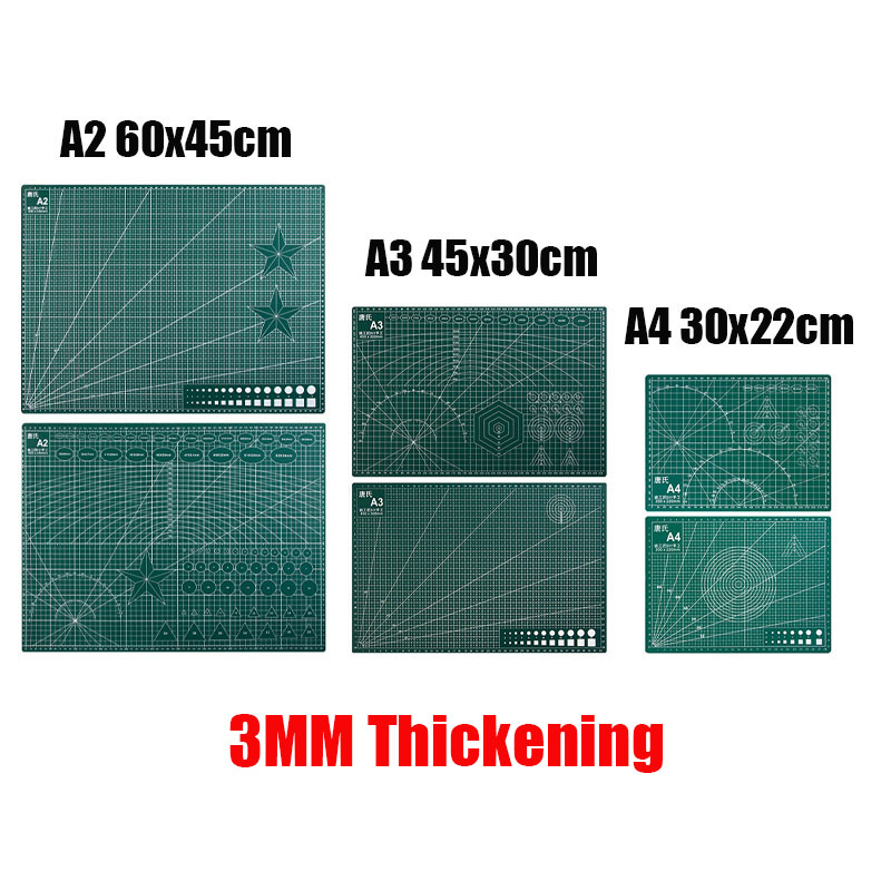 Cutting Mat Self Heal - แผ่นรองตัดพีวีซี A4 A2แผ่นรองตัดปะสองด้านงานปะเครื่องมือเย็บปะติดปะต่อกันเครื่องมือโมเดล DIY แบบแมนนวลเขียงรักษาตัวเอง