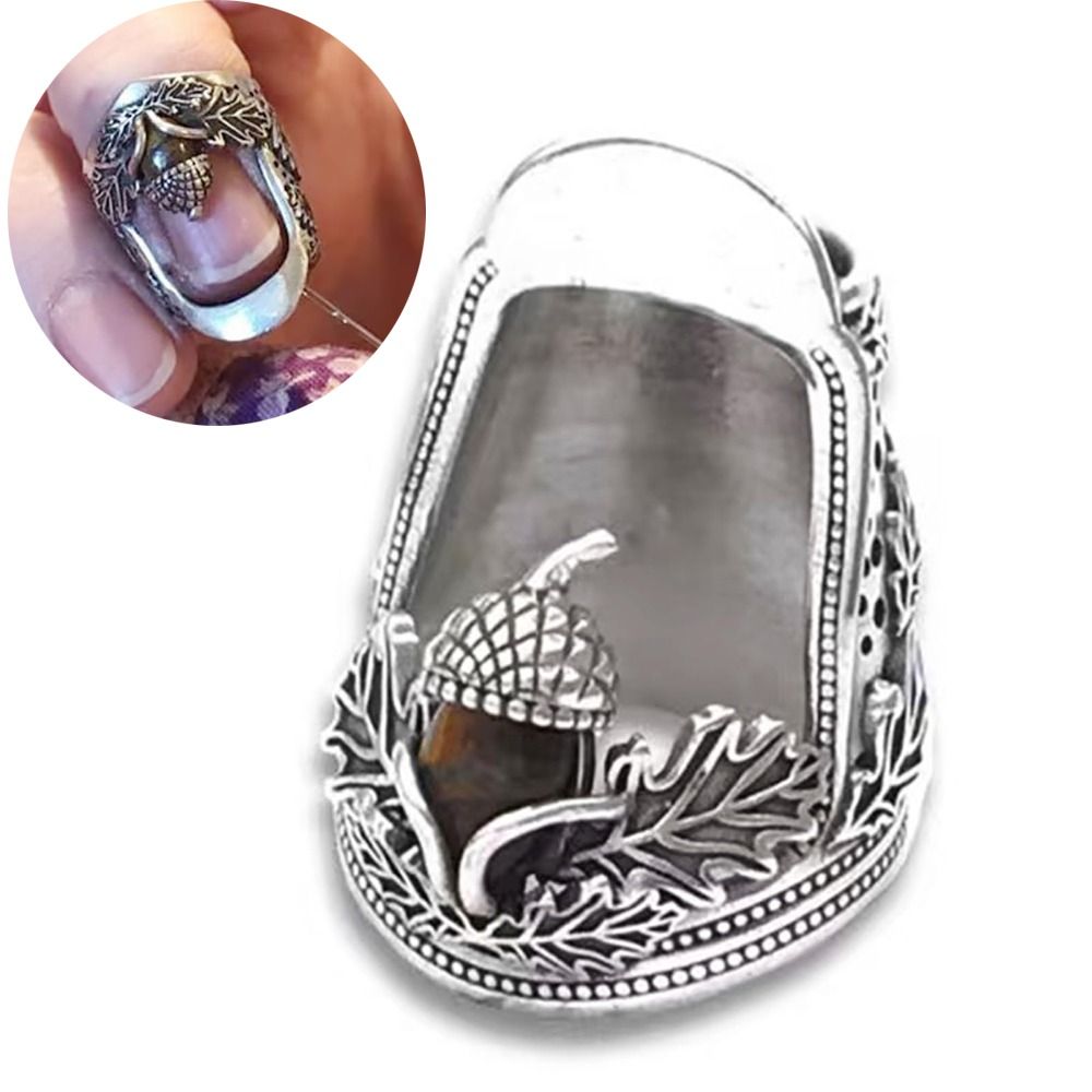 Sewing Thimble Metal - ปลอกนิ้วโลหะแบบเปิดสำหรับงานฝีมือ DIY ทนทาน สไตล์เรโทร สำหรับงานเย็บมือและงานควิลท์ ปรับขนาดได้