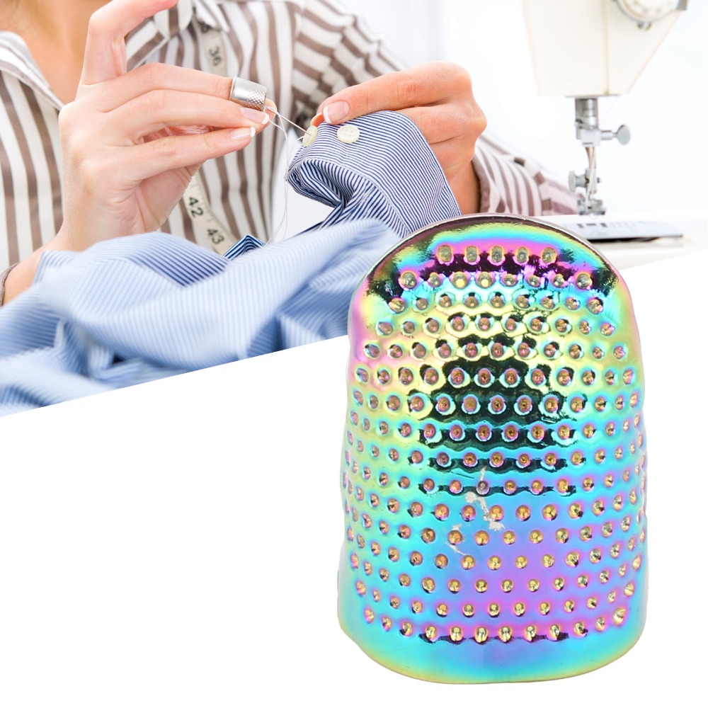 Sewing Thimble Metal - ปลอกนิ้วทองเหลืองทนทาน 4 ชิ้น ดีไซน์สีสันสดใส ป้องกันการลื่น ปรับขนาดได้