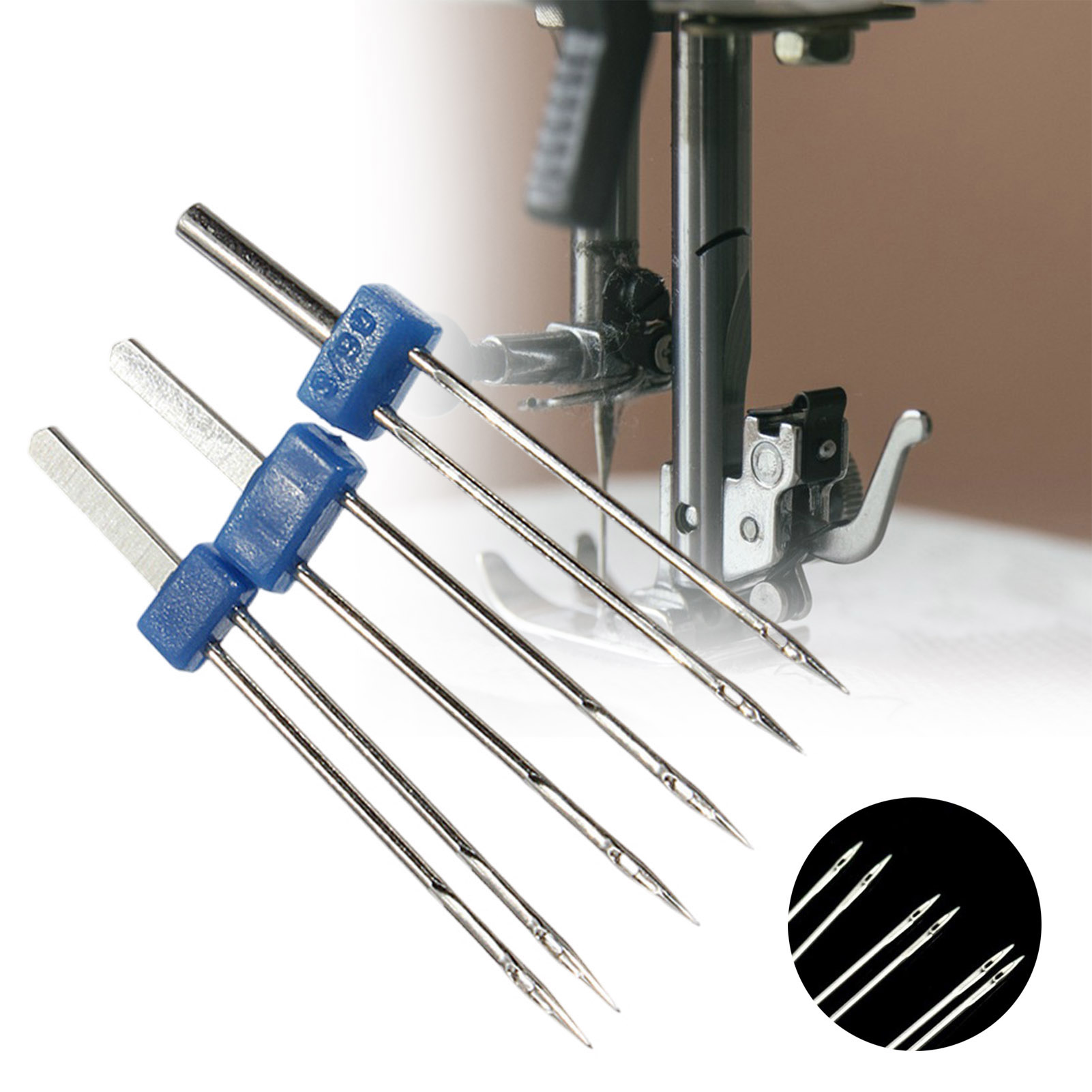 Twin Needle Stretch - ชุดเข็มคู่ 3 ชิ้น สแตนเลส อุปกรณ์เสริมจักรเย็บผ้า สำหรับงานเย็บผ้าสเตรช