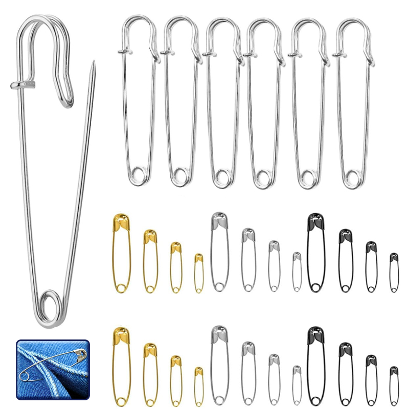 Sewing Tas - 10-100p 22/28/38/45/54mm Silver Golden ความปลอดภัย Pins
