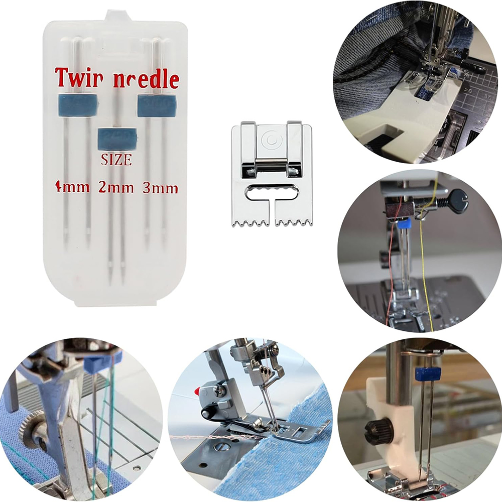 6PCS TWIN เข็มเข็มคู่ 9 Groove - Twin Needle Stretch บทวิจารณ์และราคา